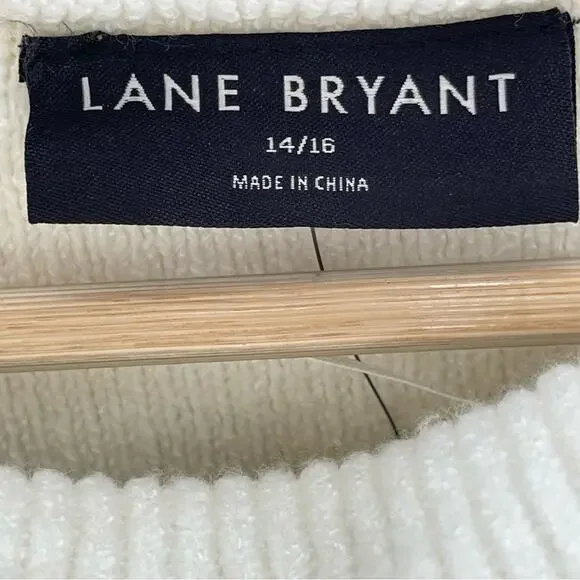 NWT Lane Bryant Cowlneck Striped Cozy Soft White Tan Warm Sweater Size 14/16 - Picture 11 of 13